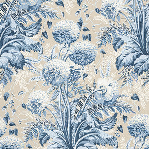Anna French Fabric Dahlia Navy on Linen AF24540