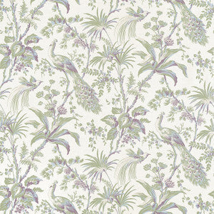 Anna French Fabric Peacock Toile Green and Plum AF57829