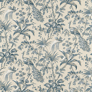 Anna French Fabric Peacock Toile Slate and Black AF57833