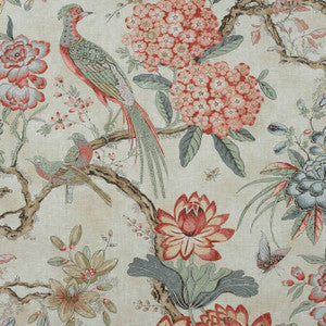 Anna French Fabric Villeneuve Coral on Flax AF72992