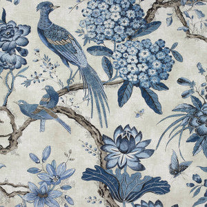 Anna French Fabric Villeneuve Blue on Flax AF72994