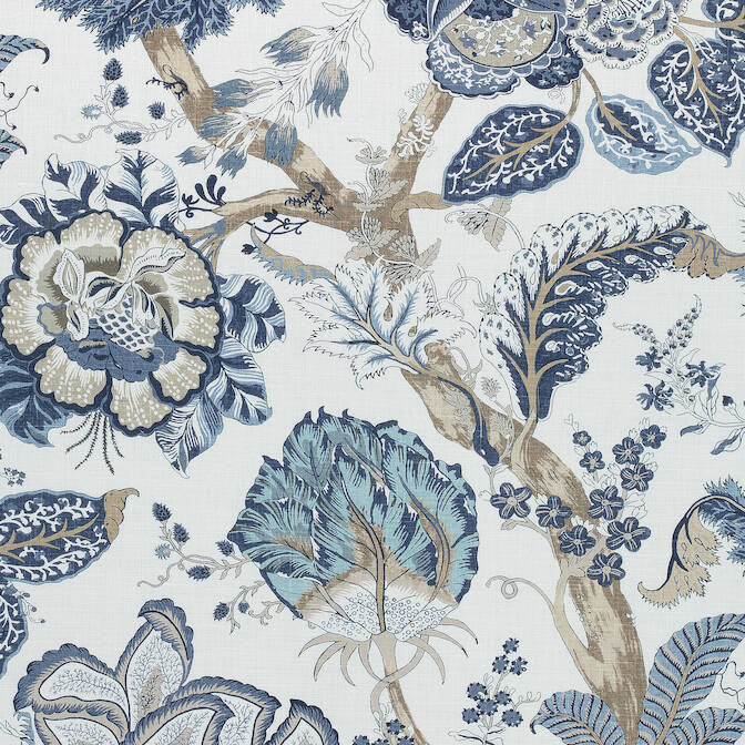 Kalamkari Blue and White AF78738 by Anna French Fabric Anna French Fabric Kalamkari Blue and White AF78738Fabric Palampore Fabric Book 60% Linen, 30% Cot, 10% Nylon THAILAND </p><p>Repeat: V: 41 54 - Fabric Carolina -