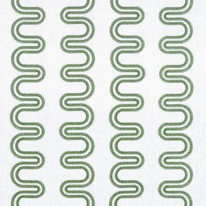 Anna French Fabric Herriot Way Embroidery Green on White AF9635
