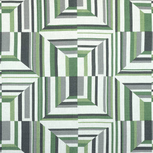 Anna French Fabric Cubism Green on White AF9649