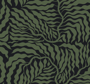 York Wallcoverings Wallpaper Fern Fronds Black & Green