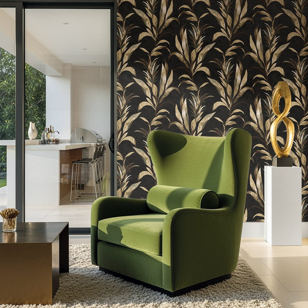 Padma Warm Black AG60700 by Seabrook Designs Designer Wallpaper