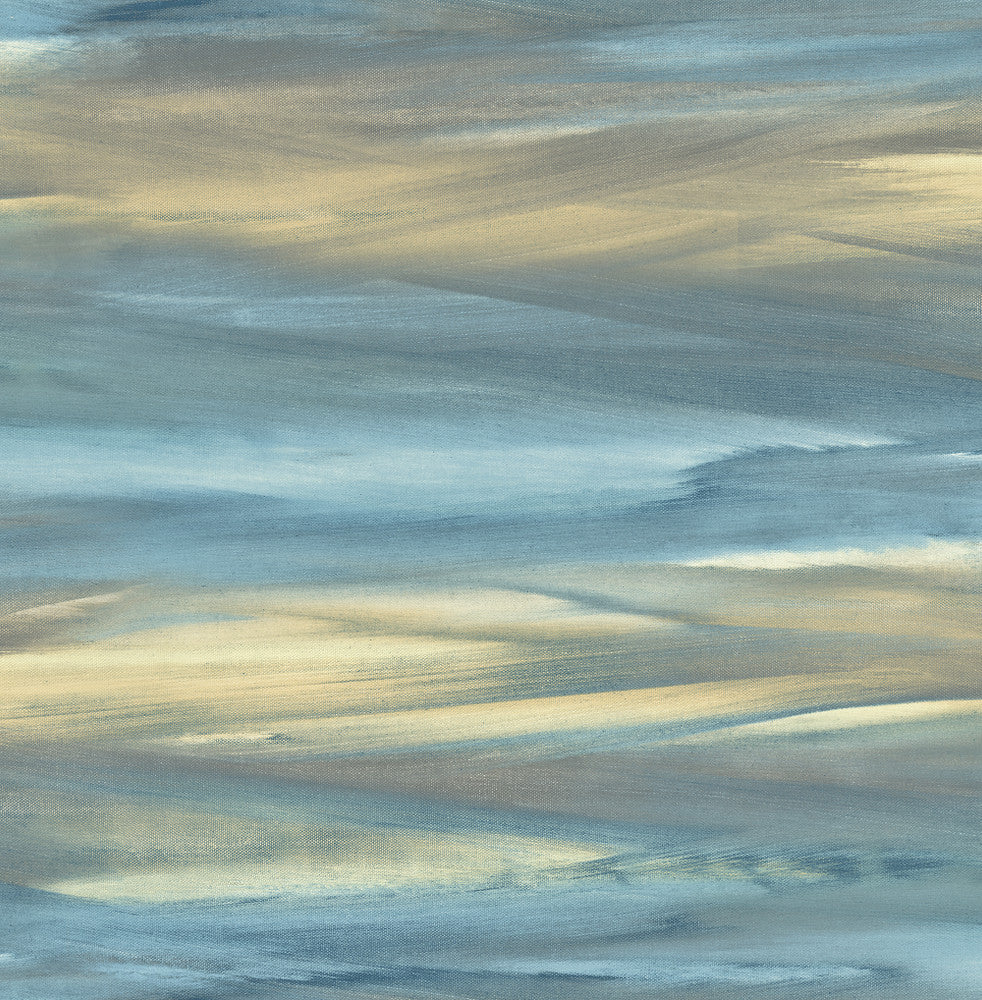 Rainbrow Brush Blue & Gold AH40202 by Pelican Prints Designer Wallpaper