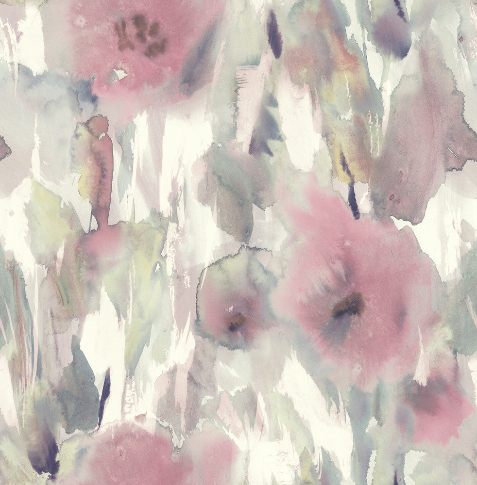 Watercolor Floral Pearl, Blush, & Gray AH40409 by Pelican Prints Designer Wallpaper