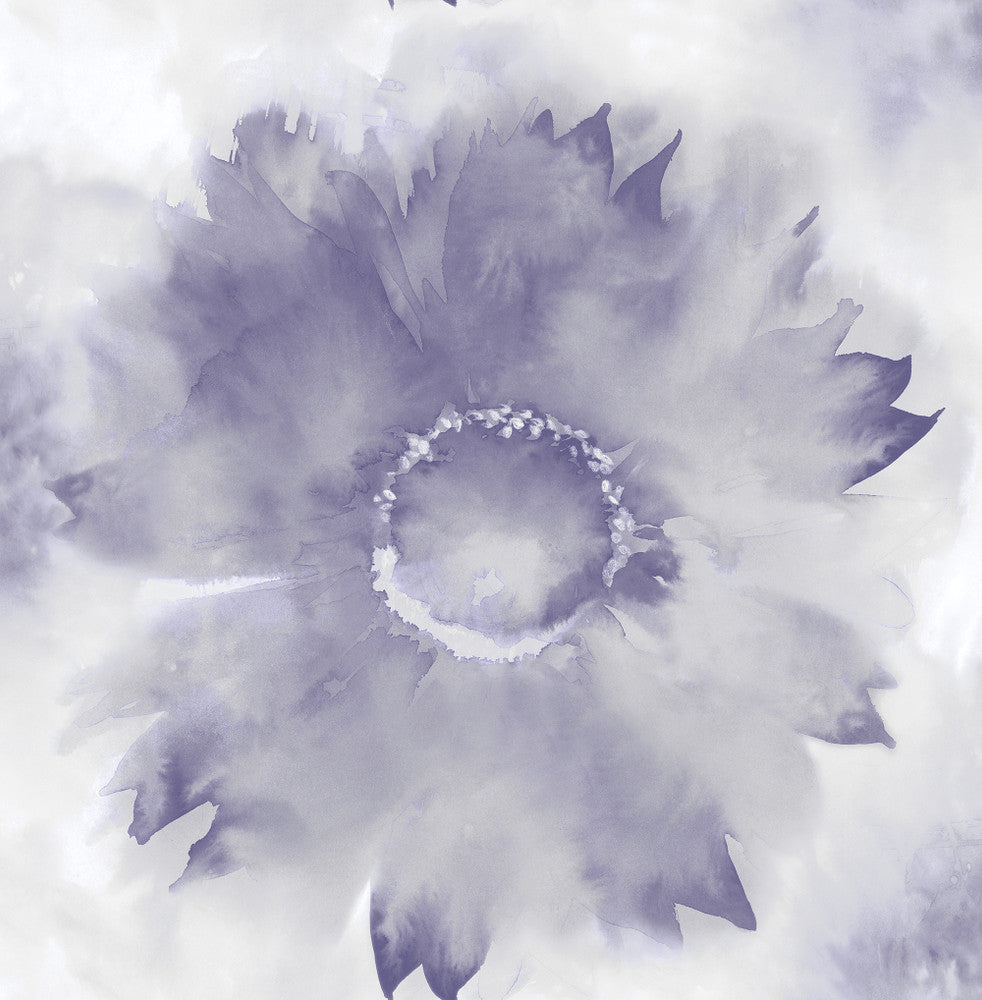 Watercolor Sunflower Metallic Purple Haze & Pearl AH40509 by Pelican Prints Designer Wallpaper