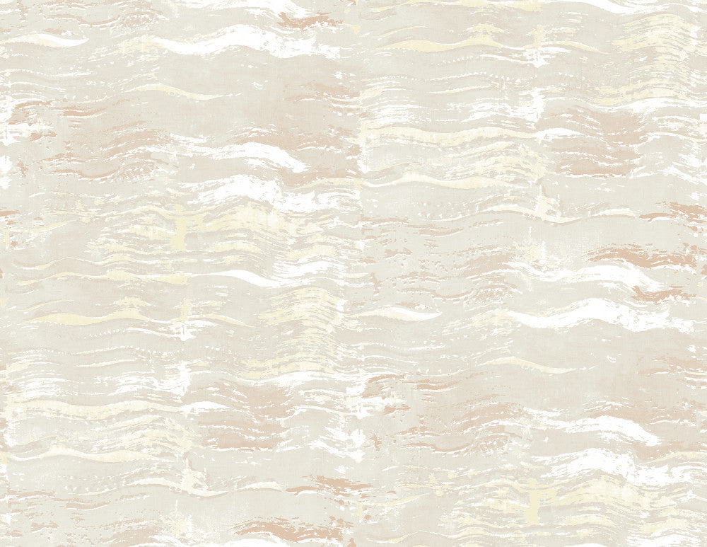 Bleached Wave Metallic Champagne & Bisque AH40803 by Pelican Prints Designer Wallpaper