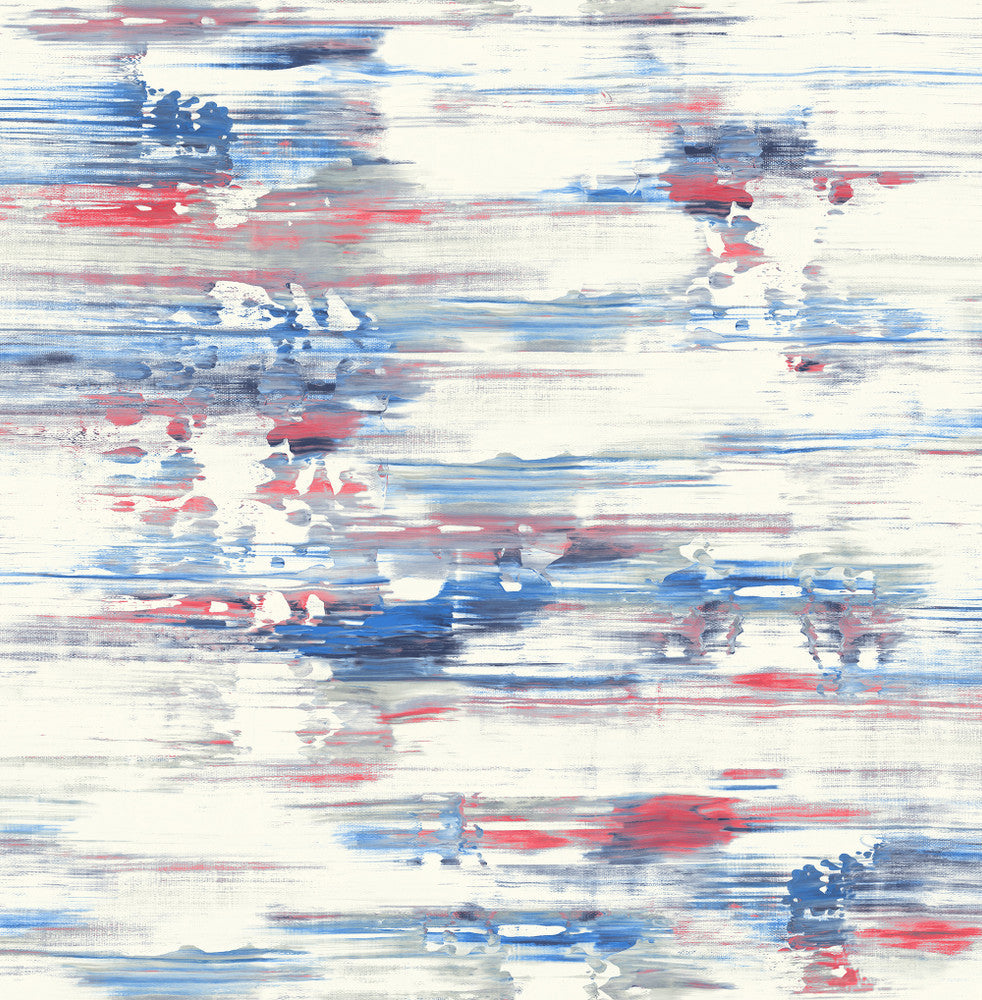 Spatula Stripes Royal Blue, Ruby, & Off-White AH41111 by Pelican Prints Designer Wallpaper