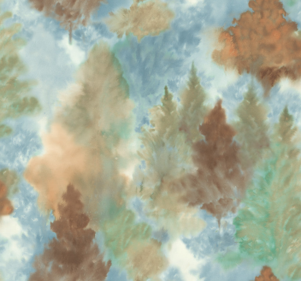 Soft Landscape Metallic Copper, Sky Blue, & Olive Green AH41206 by Pelican Prints Designer Wallpaper