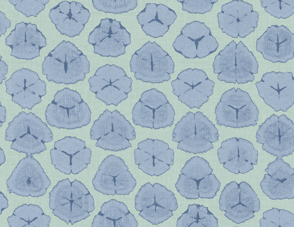 Shibori Blossoms Metallic Periwinkle & Teal AH41302 by Pelican Prints Designer Wallpaper