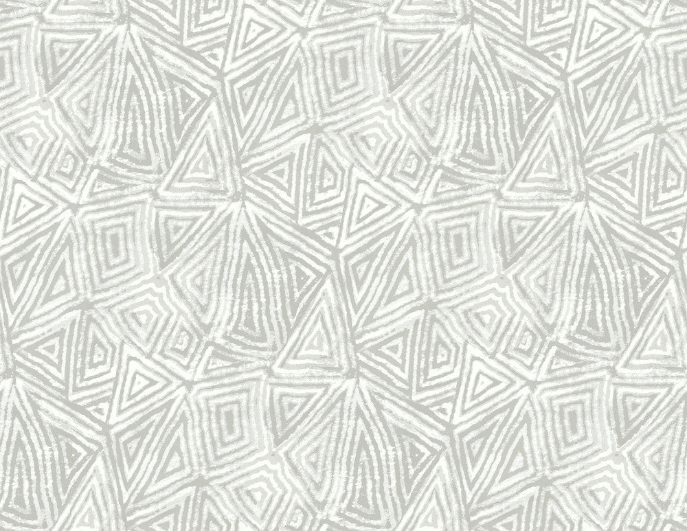 African Geo Metallic Silver & Off-White AH41500 by Pelican Prints Designer Wallpaper