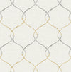 Pelican Prints Wallpaper Shibori Lattice Antique Gold, Gray, & Metallic Pearl AH41605