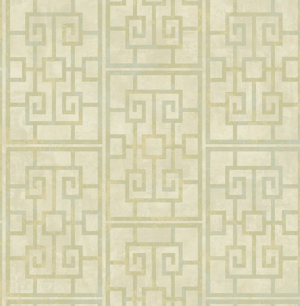 Dynasty Lattice Metallic Pearl and Mint AI40201 by Seabrook Designs Designer Wallpaper