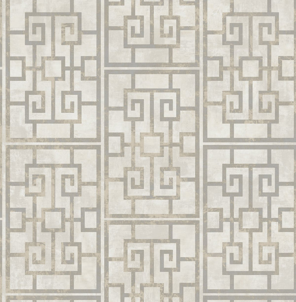 Dynasty Lattice Metallic Pearl and Gray AI40208 by Seabrook Designs Designer Wallpaper