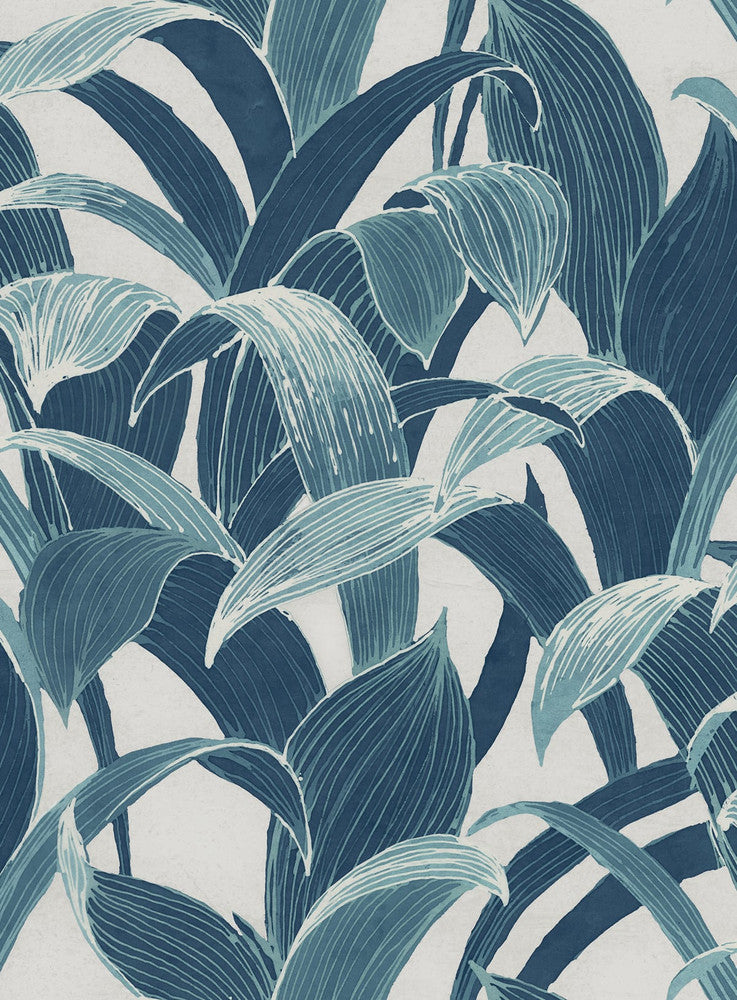 Imperial Banana Groves Metallic Pearl and Azure Blue AI40302 by Seabrook Designs Designer Wallpaper