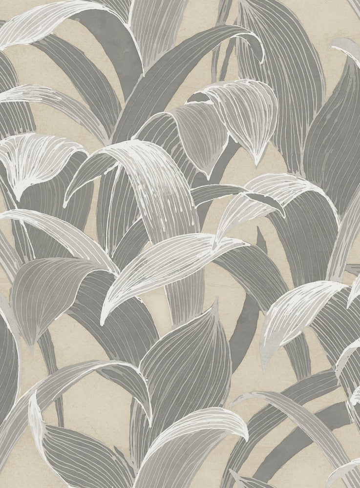 Imperial Banana Groves Metallic Gold and Gray AI40308 by Seabrook Designs Designer Wallpaper