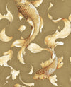 Seabrook Designs Wallpaper Koi Fish Metallic Gold and Toffee AI40605