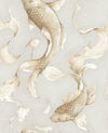 Seabrook Designs Wallpaper Koi Fish Gold and Gray AI40607