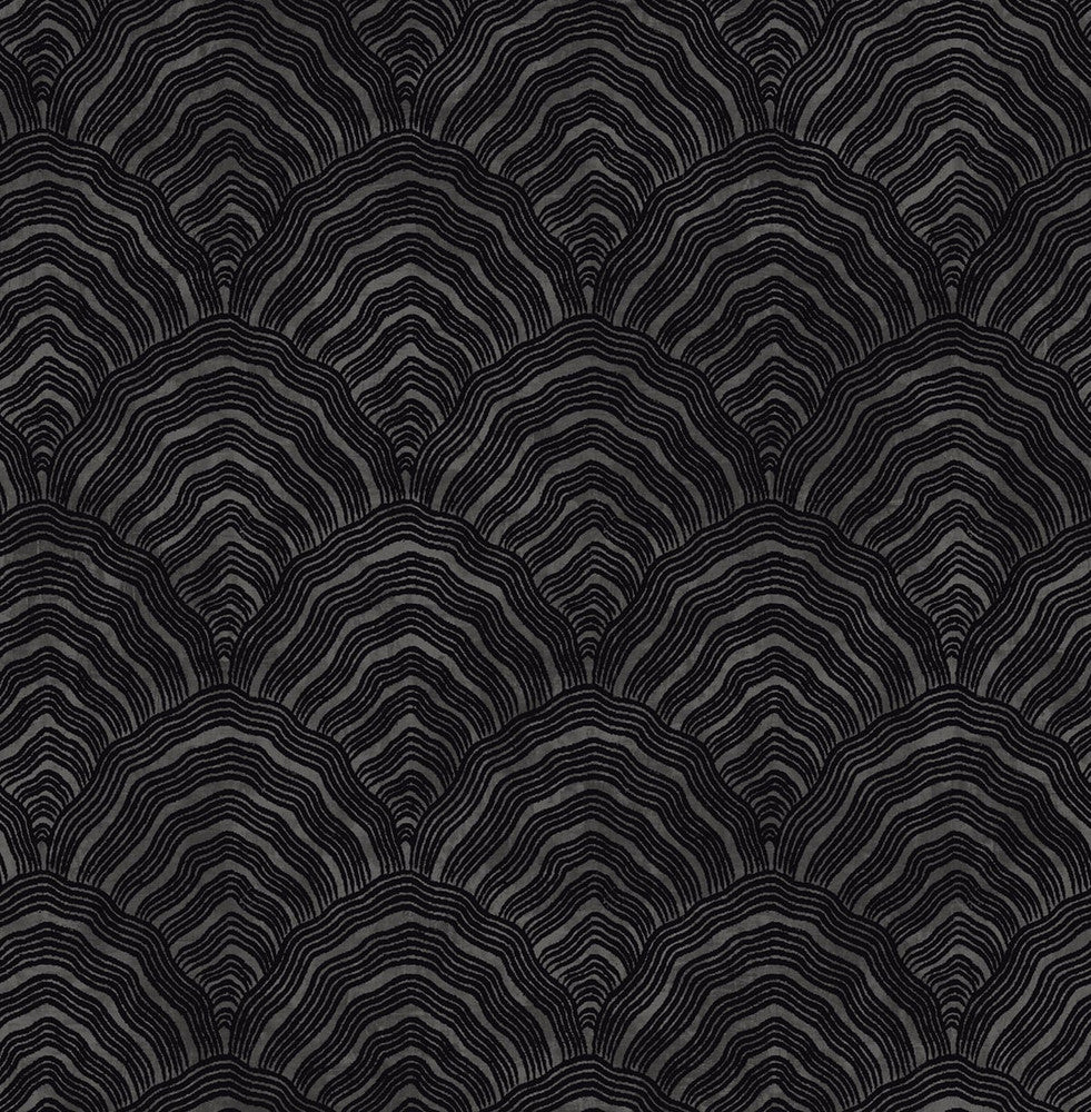 Confucius Scallop Ebony and Metallic Mocha AI41500 by Seabrook Designs Designer Wallpaper