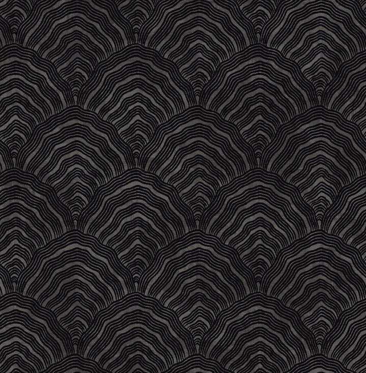 Confucius Scallop Ebony and Metallic Mocha AI41500 by Seabrook Designs Designer Wallpaper
