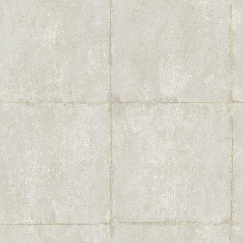 Great Wall Blocks Metallic Silver and Off-White AI42101 by Seabrook Designs Designer Wallpaper