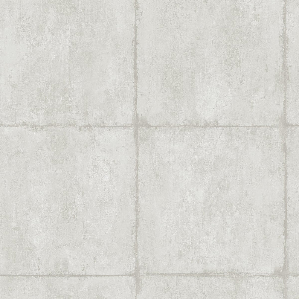 Great Wall Blocks Metallic Silver and Grey AI42102 by Seabrook Designs Designer Wallpaper