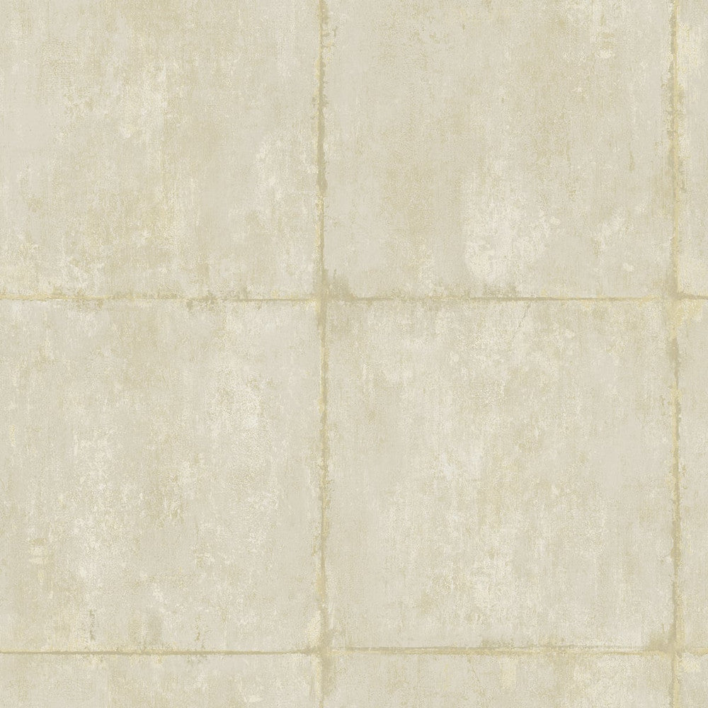 Great Wall Blocks Metallic Gold and Off-White AI42103 by Seabrook Designs Designer Wallpaper