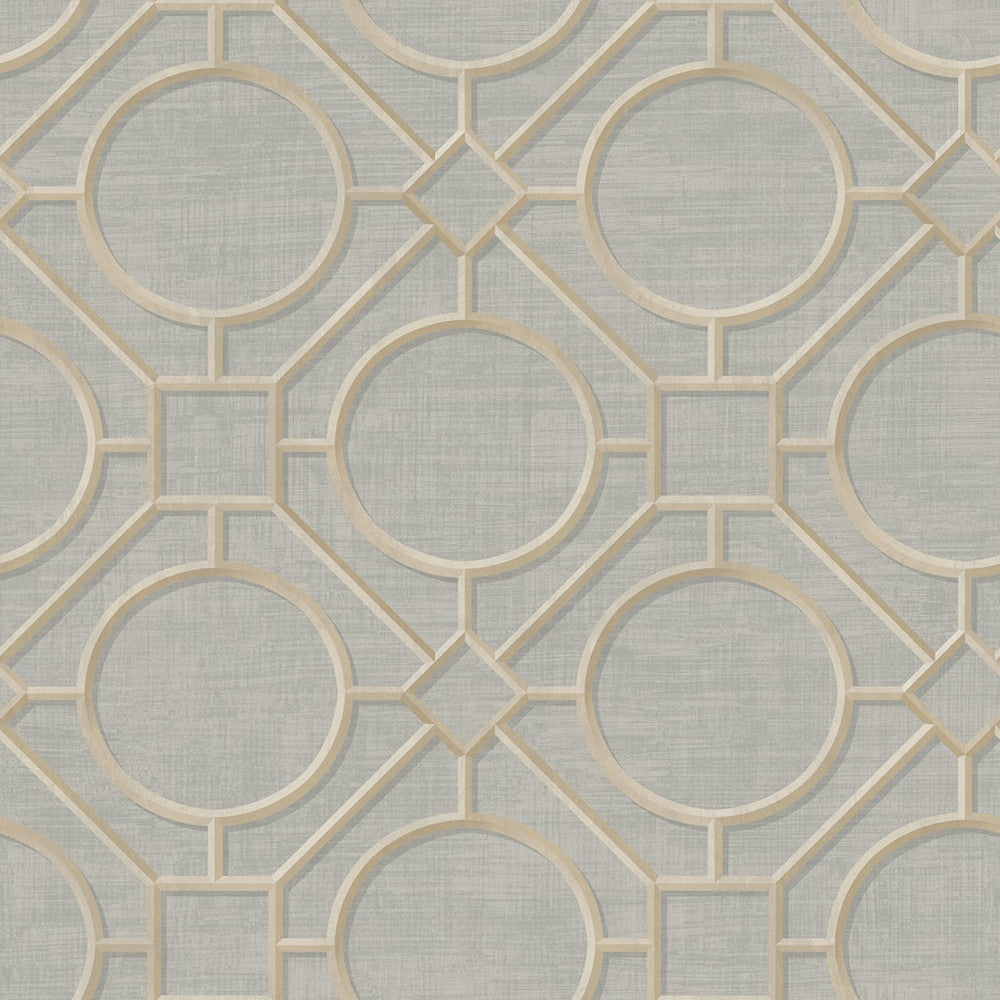 Silk Road Trellis Metallic Gold and Gray AI42401 by Seabrook Designs Designer Wallpaper