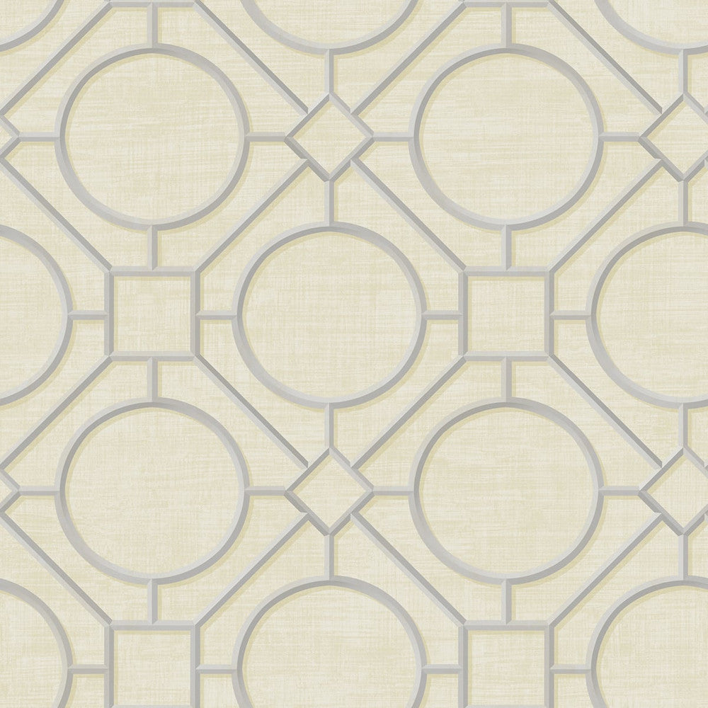 Silk Road Trellis Metallic Silver and Linen AI42403 by Seabrook Designs Designer Wallpaper