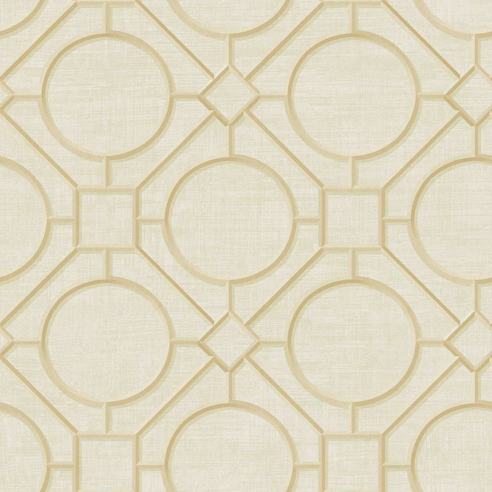 Silk Road Trellis Metallic Gold and Linen AI42404 by Seabrook Designs Designer Wallpaper