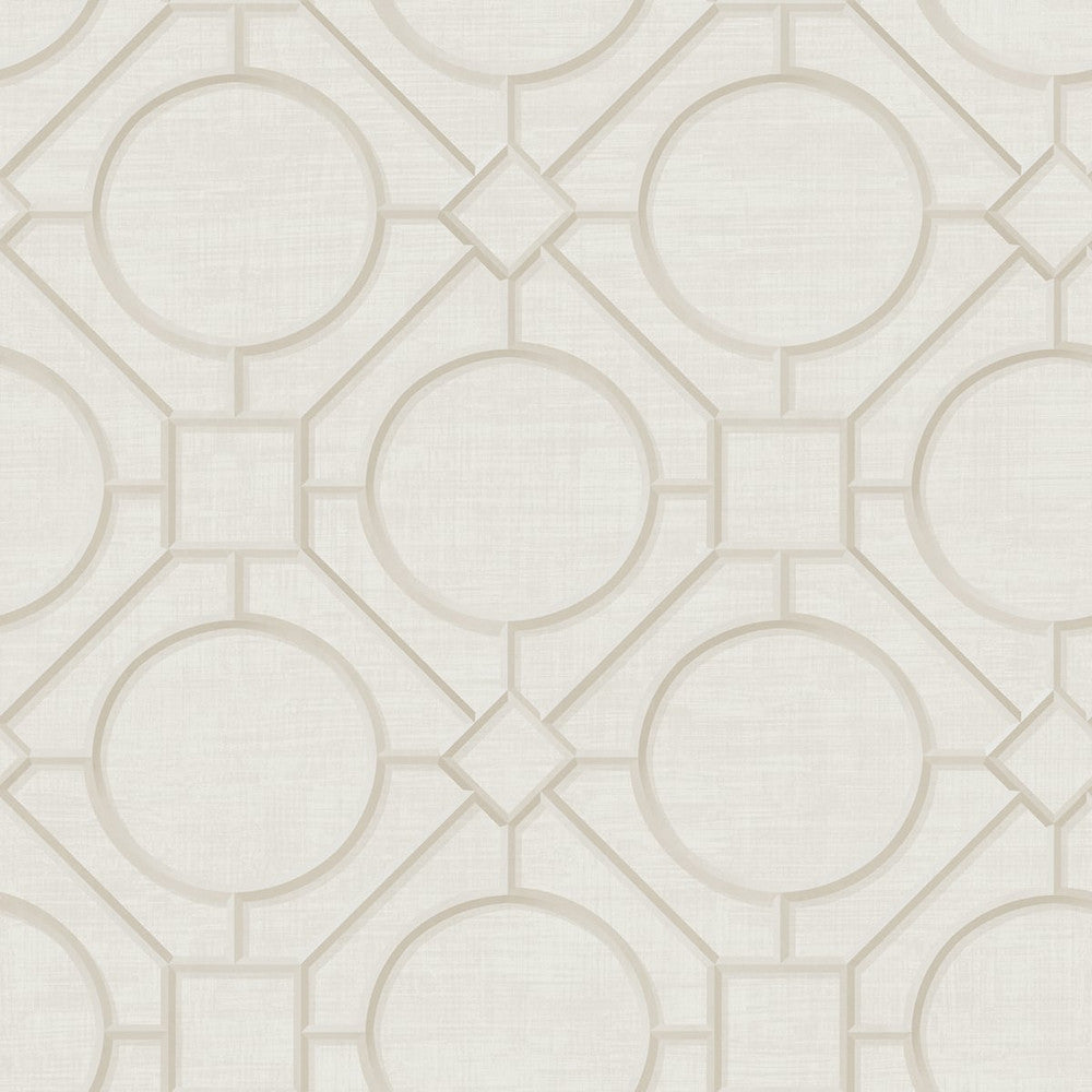 Silk Road Trellis Metallic Pearl and Off-White AI42411 by Seabrook Designs Designer Wallpaper