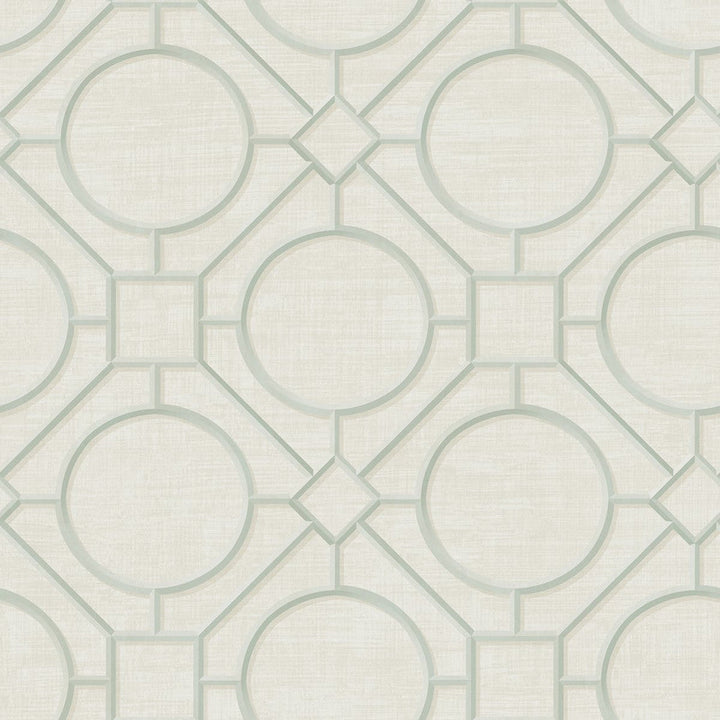 Silk Road Trellis Metallic Mint and Off-White AI42414 by Seabrook Designs Designer Wallpaper