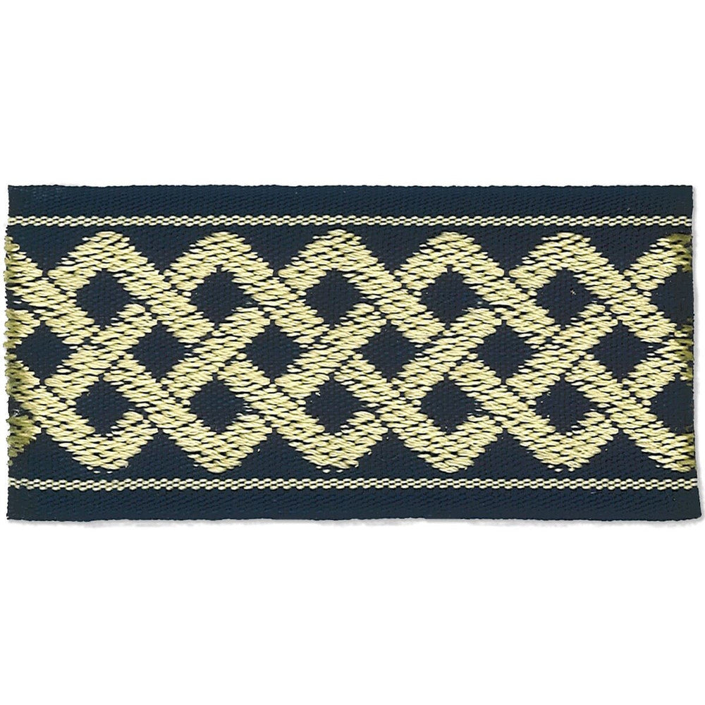 Aiden 1 Navy by Stout Designer Trim HARMONY TRIM 58%POL 42%SVI CHINA </p><p>Repeat: 0 2 in - Swanky Fabrics -
