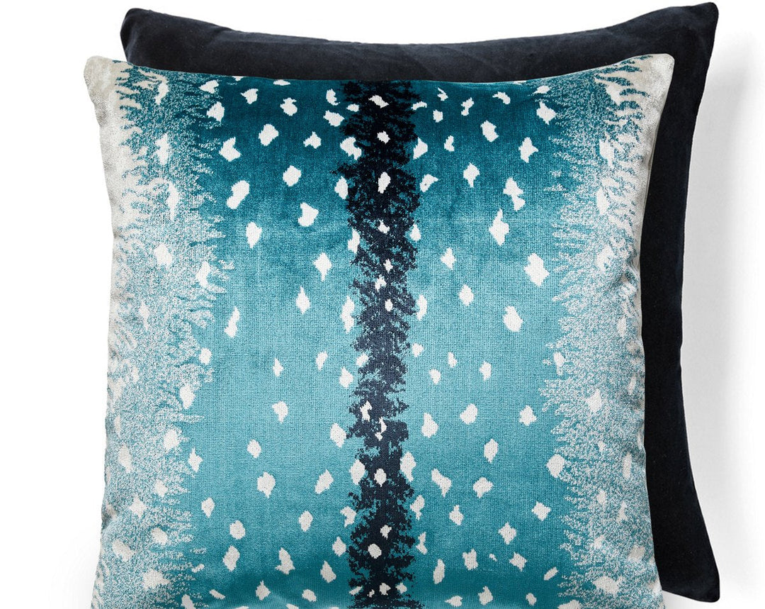 Antelope / Velvet Pillow 22 X 22 - Peacock / Black ALTDDKBOHE0005 by Scalamandre Designer Pillow