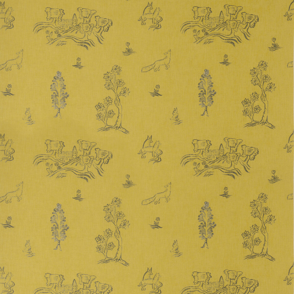 Friendly Folk Provencal Yellow by Kravet Couture Designer Fabric ANDREW MARTIN KIT KEMP VISCOSE - 82%;LINEN - 18% United Kingdom HEAVY Horizontal: 10.5 and Vertical: 10 54.5 - Swanky Fabrics -