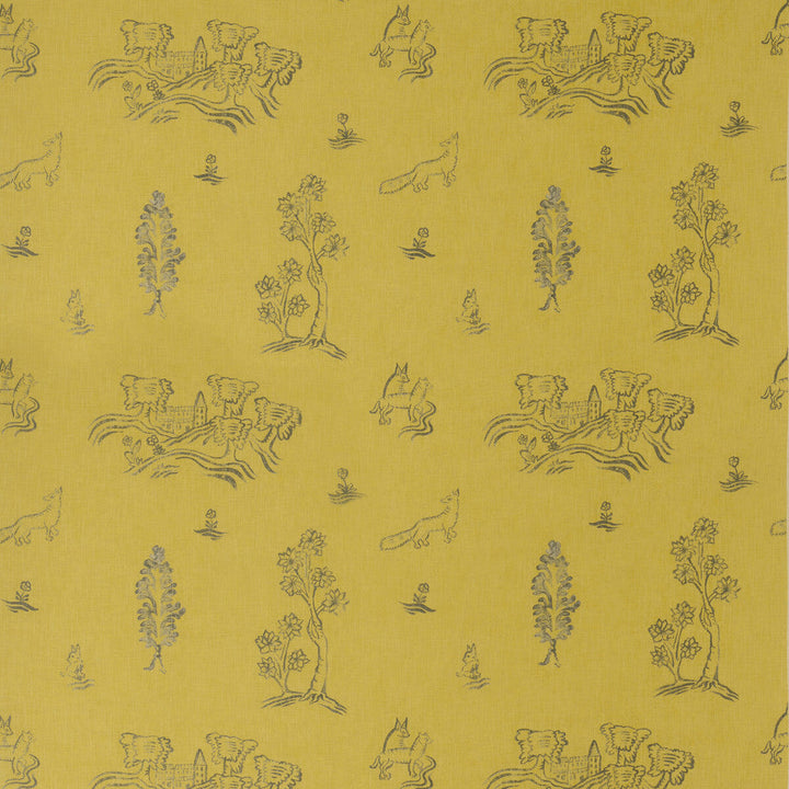 Friendly Folk Provencal Yellow by Kravet Couture Designer Fabric ANDREW MARTIN KIT KEMP VISCOSE - 82%;LINEN - 18% United Kingdom HEAVY Horizontal: 10.5 and Vertical: 10 54.5 - Swanky Fabrics -