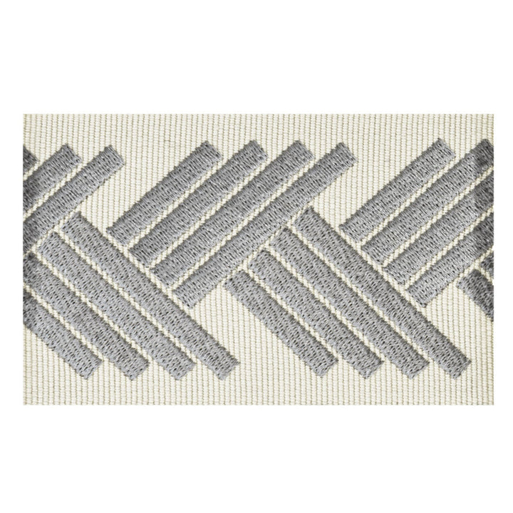 Amhearst 3 Pewter by Stout Trim Stout Trim Amhearst 3 PewterTrim VISIONS OF COLOR TRIM CHINA </p><p>Repeat: H: 2.750, V: 0.000 2.5 in - Fabric Carolina -