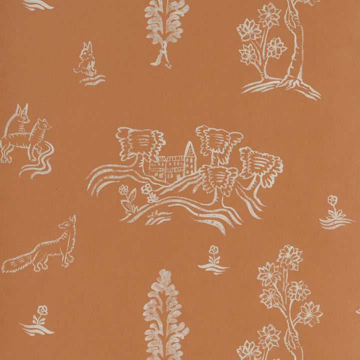 Wychwood Melon Orange by Kravet Couture Designer Wallcovering ANDREW MARTIN KIT KEMP WOOD PULP - 45%;BINDER - 20%;MINERAL FILLERS - 20%;POLYESTER - 15% United Kingdom - Horizontal: 8 and Vertical: 7 20.5 - Swanky Fabrics -