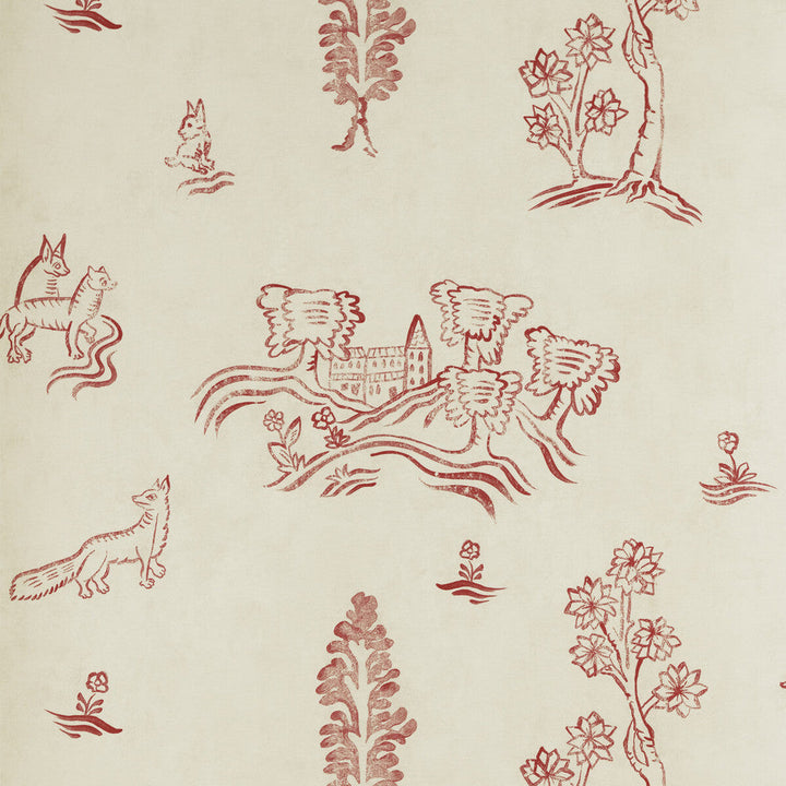 Wychwood Huntsman Red by Kravet Couture Designer Wallcovering ANDREW MARTIN KIT KEMP WOOD PULP - 45%;BINDER - 20%;MINERAL FILLERS - 20%;POLYESTER - 15% United Kingdom - Horizontal: 8 and Vertical: 7 20.5 - Swanky Fabrics -