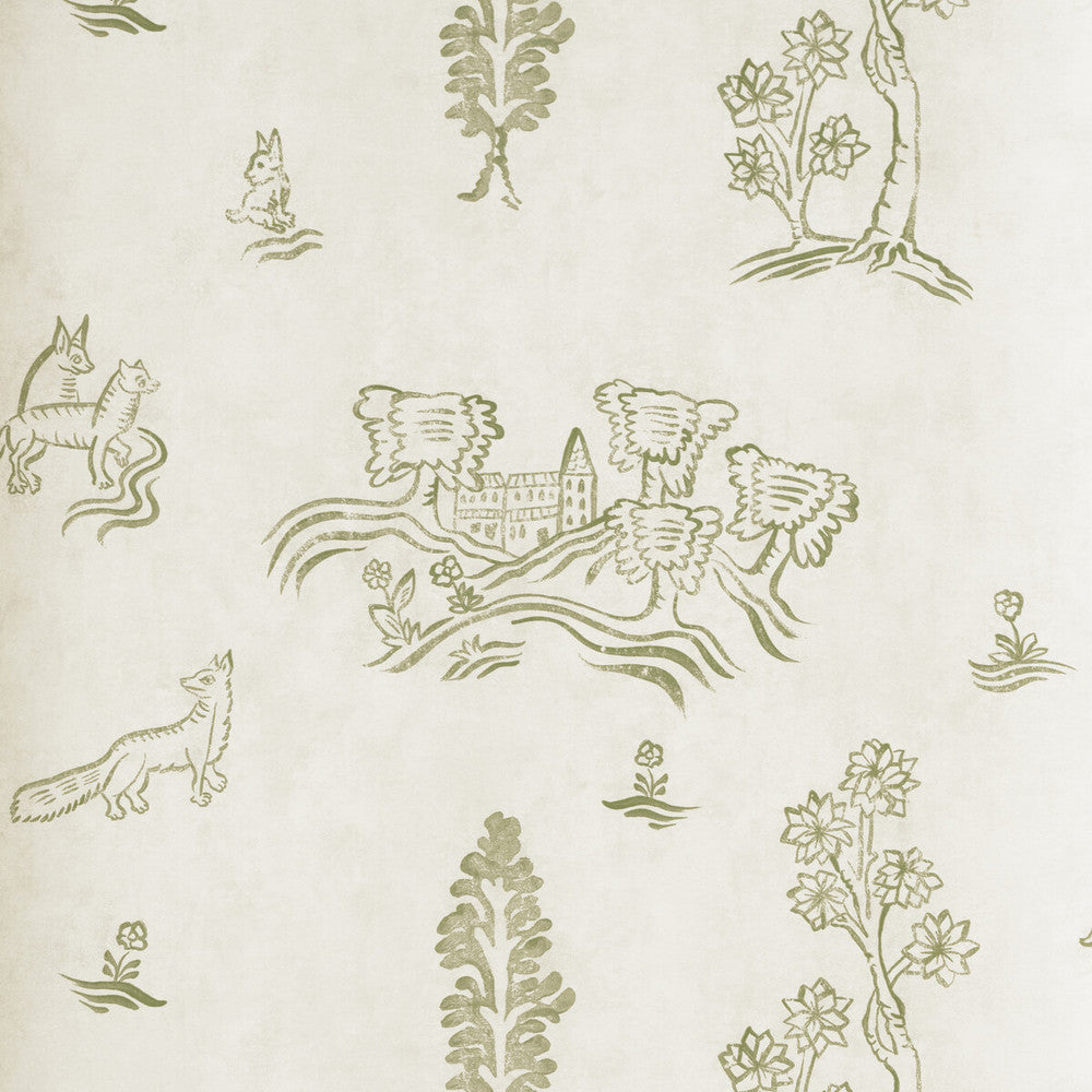 Wychwood Basil Green by Kravet Couture Designer Wallcovering ANDREW MARTIN KIT KEMP WOOD PULP - 45%;BINDER - 20%;MINERAL FILLERS - 20%;POLYESTER - 15% United Kingdom Horizontal: 8 and Vertical: 7 20.5 - Swanky Fabrics -