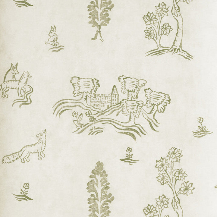 Wychwood Basil Green by Kravet Couture Designer Wallcovering ANDREW MARTIN KIT KEMP WOOD PULP - 45%;BINDER - 20%;MINERAL FILLERS - 20%;POLYESTER - 15% United Kingdom Horizontal: 8 and Vertical: 7 20.5 - Swanky Fabrics -