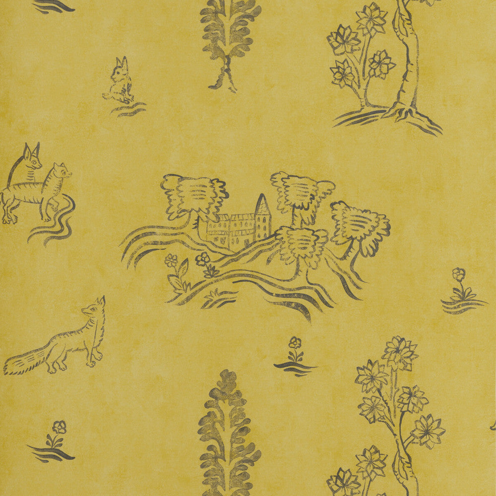 Wychwood Provencal Yellow by Kravet Couture Designer Wallcovering ANDREW MARTIN KIT KEMP WOOD PULP - 45%;BINDER - 20%;MINERAL FILLERS - 20%;POLYESTER - 15% United Kingdom Horizontal: 8 and Vertical: 7 20.5 - Swanky Fabrics -