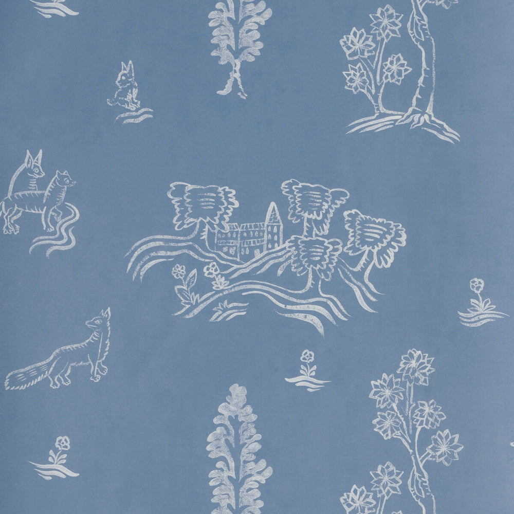 Wychwood Happy Blue by Kravet Couture Designer Wallcovering ANDREW MARTIN KIT KEMP WOOD PULP - 45%;BINDER - 20%;MINERAL FILLERS - 20%;POLYESTER - 15% United Kingdom Horizontal: 8 and Vertical: 7 20.5 - Swanky Fabrics -