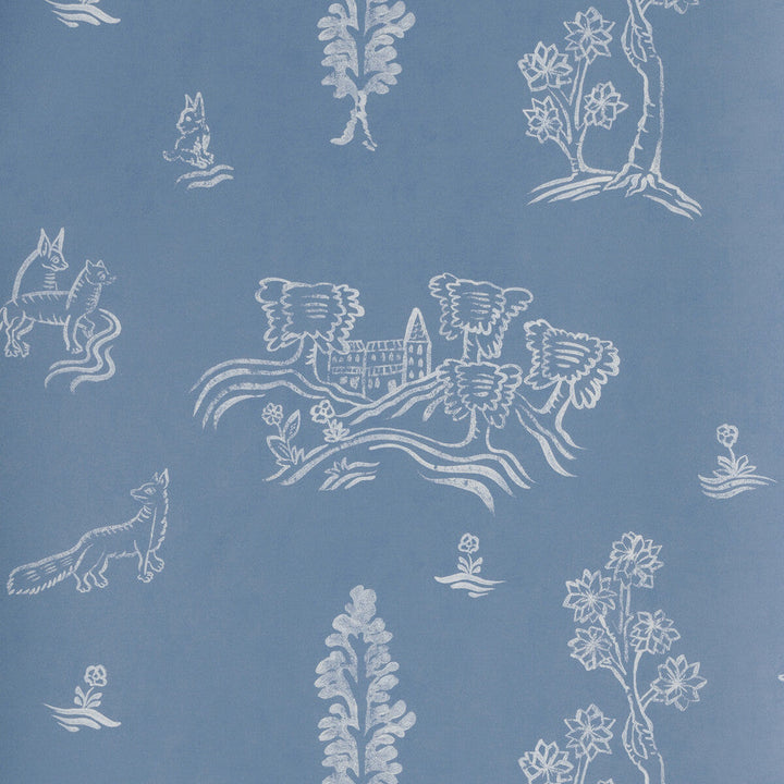 Wychwood Happy Blue by Kravet Couture Designer Wallcovering ANDREW MARTIN KIT KEMP WOOD PULP - 45%;BINDER - 20%;MINERAL FILLERS - 20%;POLYESTER - 15% United Kingdom Horizontal: 8 and Vertical: 7 20.5 - Swanky Fabrics -