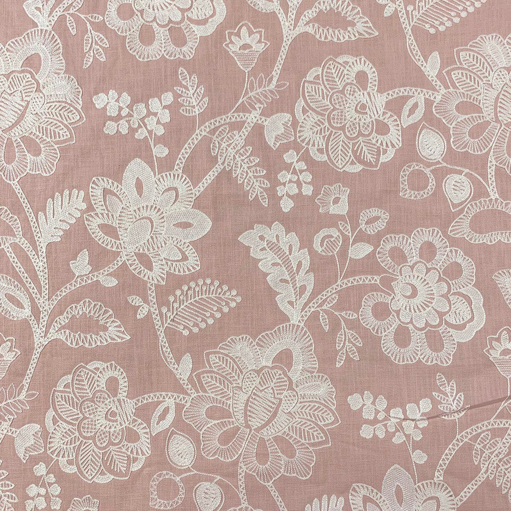 Annie Pink by Magnolia Designer Fabric - 62% Cotton 38% Viscose Emb: 100% Viscose India 50000 Horizontal: 25.50" and Vertical: 30.50" 52" - Swanky Fabrics -