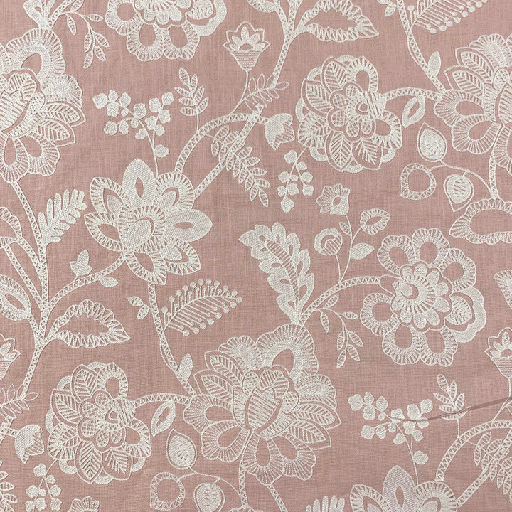 Annie Pink by Magnolia Designer Fabric - 62% Cotton 38% Viscose Emb: 100% Viscose India 50000 Horizontal: 25.50" and Vertical: 30.50" 52" - Swanky Fabrics -