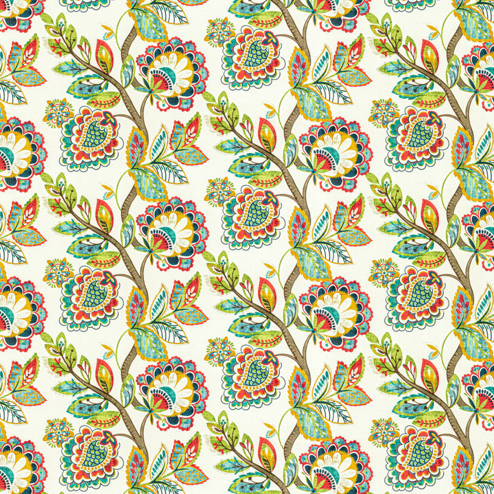 Antelope 1 Jewel by Stout Designer Fabric COMFORTABLE LIVING PETAL/PUNCH 100%COT INDIA Horizontal: 13.250 and Vertical: 13.250 54 in - Swanky Fabrics -